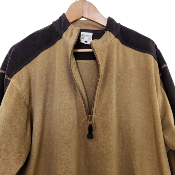 Columbia men's brown long-sleeve half zip-up front polyester sweater  pullover - Picture 4 of 9